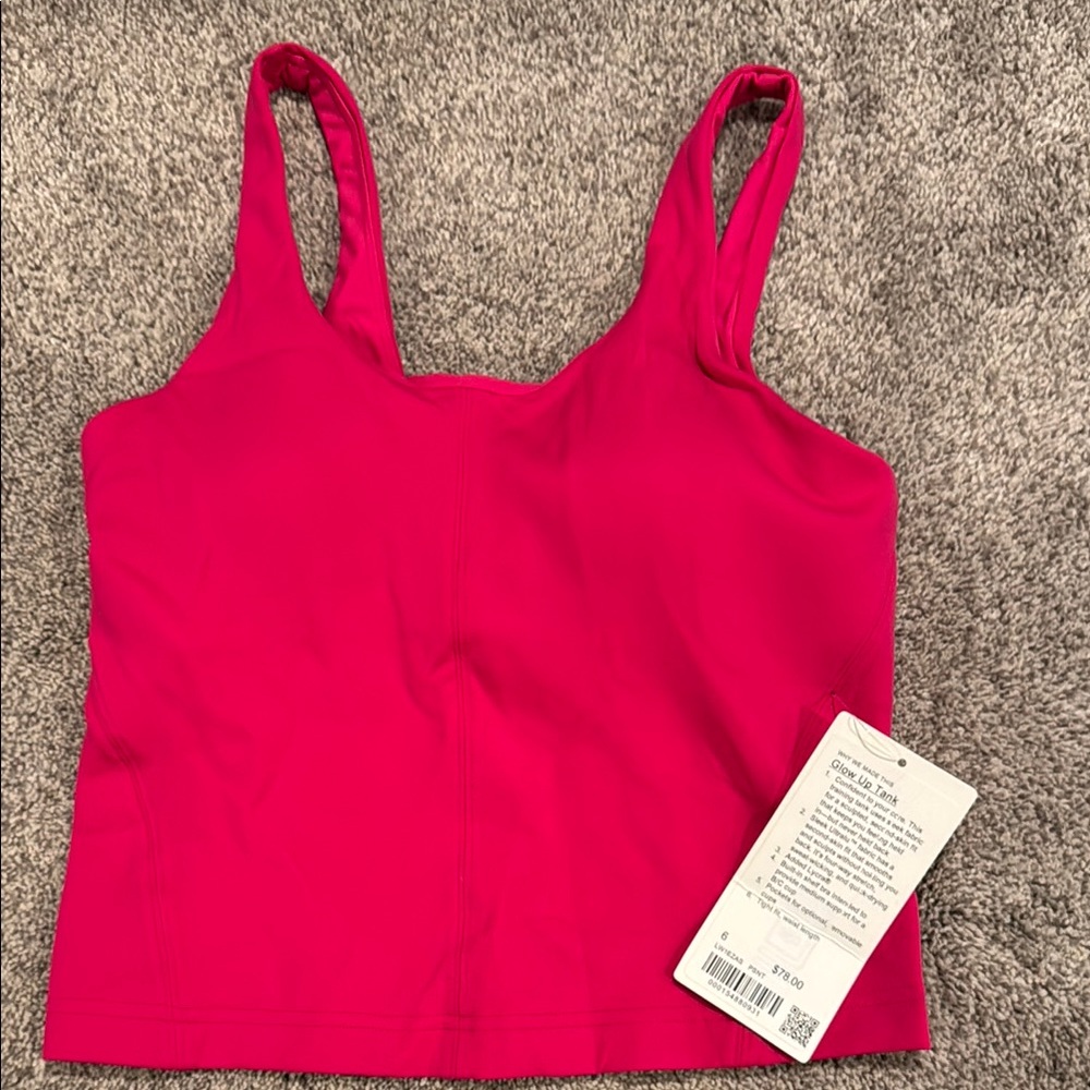 lululemon athletica  Glow up size 6. Hot Pink Tank Top